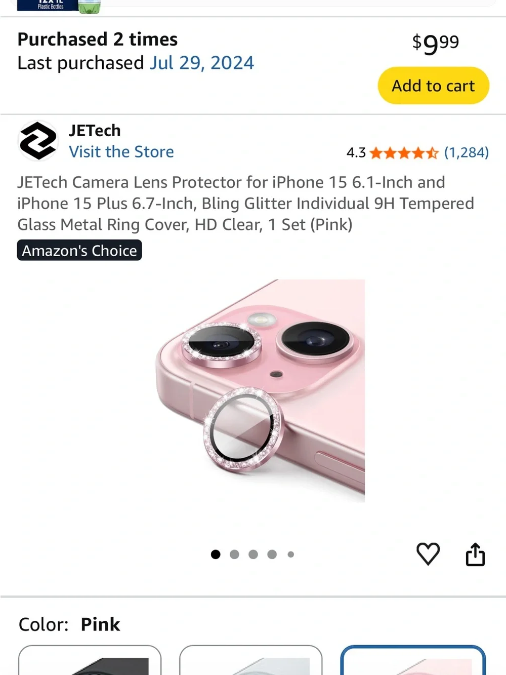 iPhone 15- 15 plus clear & pink Camera Lens Protectors